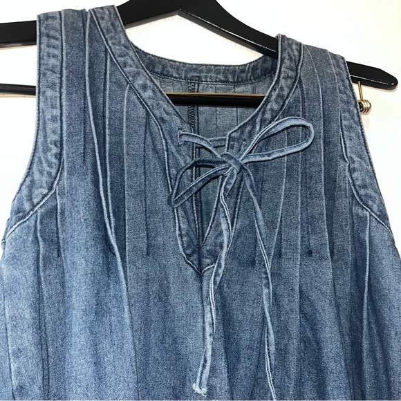 Denim Sleeveless Jumpsuit - Picture 2 of 6